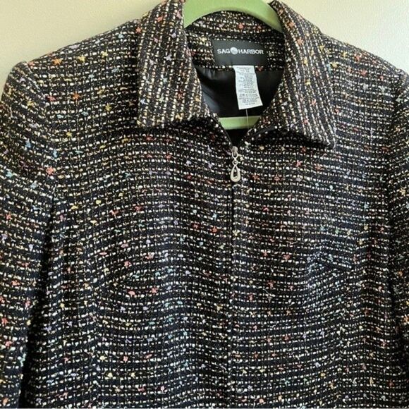 SAG HARBOR woman’s career TWEED Blazer Jacket LADIES Size 12 - Picture 3 of 6
